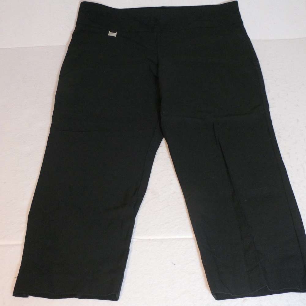 Alfani Women Cropped Pants 14 Black Tummy Control Stretch Capsule Wardrobe Capri